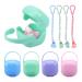 beiyoule 4 Pack Pacifier Case and Pacifier Leash Set Heat Resistance Good Sealing Pacifier Holder(Blue+Pink+Green+Purple)