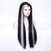 Morticia Long Straight Black & White Wig | Women's Widows Peak Costume Wig - Perfect for Halloween & Cosplay - Buy Online on GoSupps.com