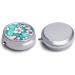 Round Tropical Hibiscus Pill Box - 3 Compartment Decorative Metal Organizer - Portable Pocket Pill Case | Style-34 - Buy Online on GoSupps.com
