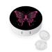 Butterfly with Outline Pink Ribbon Contact Lens Case with Mirror Portable Cute Eye Contact Lens Box Travel Kit style