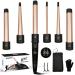 9-32mm curling iron with different attachments-Janelove 6 in 1 curling iron for short hair Large curls 80 C-230 C wave iron curling bars with gloves 6 in 1 with LCD temperature control