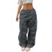 Parachute Pants Y2K Women Cargo Pants Baggy Cargoose Track Pants Streetwear Vintage Jeans Pants 90s E-Girl Streetwear Cargo Pants Y2K Sports Pants Lang Loyal 07-Gray S