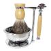 HRTC men's razor fashionable male bamboo rasier set new double-sided safety-reintache-hair-sized siffer holder simply 13x16cm silver