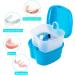 Keedolla Denture Cup Orthodontic Retainer Case Denture Bath Box Dental Mouthguard Case Cleaning with Brush Strainer Basket and Lid Waterproof - Blue - Buy Online on GoSupps.com