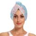 Pink Pigs Blue Hair Towel 2 Pack Super Absorbent Hair Drying Towel Quick Dry Hair Turbans Head Towel with Button Twisty Wrap for Women Girls