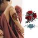 Yesallwas 6 Sheets Rose Temporary Tattoo Sticker - Waterproof Body Art Makeup for Women, Girls, Models - Realistic Arm Tattoos in Blue and Red - Buy Online on GoSupps.com