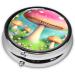 Small Metal Round Pill Box - Travel-Friendly Three Compartment Medicine Organizer for Purse & Pocket - Wonderful Little Mushrooms Design - Buy Online on GoSupps.com