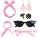Dtaigou 50s Accessories for Women Headband Drop Earrings Set for 1950s Outfits Cat Eye Glasses with Vintage Polka Dot Hair Bands and Headband for Women Pink One Size - Buy Online on GoSupps.com