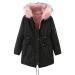 Hanxiulin fleece jacket plush jacket cuddly jacket ladies hoodie hooded sweater long -sleeved winter coat jacket hooded tops synthetic fur light quilted jacket bak2 xl