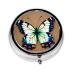 Cute Little Butterflyround Pill Box 3 Compartments Round Pill Box Organizer for Purse Or Pocket &*Portable Travel Pill Box