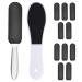 1 Stainless Steel Cuticle Remover Equipped with 10 Sandpaper Sheets and 1 Plastic Foot File Double-Sided Foot File Foot Cleaner Suitable for Wet and Cracked Feet