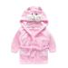 Baby boys & girls Unisex bathrobe 0-24 months soft plush flannel fleece hooded bathrobe plush animal face bathrobe for babies toddlers newborn 2-3 years pink/cat