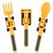 Forhome silicone baby cutlery set 3 cutlery for children bulldozer excavator shovel knife shape children excavator cutlery construction site motif fork and spoon for toddlers and young children