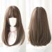 Japanese Long Straight Lace Front Wigs with Air Bangs - 2 Tone Heat-Resistant Synthetic Hair for Cosplay - 20 Inches Honey Pudding Brown - Buy Online on GoSupps.com