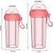 420/600ml Water Bottle with Straw Portable Dual Straw Separate Drink Water Beverage Bottle Couples Gift Green 420ml 420ml Green - Buy Online on GoSupps.com