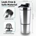 Junundjing Stainless Steel Protein Shaker - 700ml with 200ml Compartment & Mixing Ball | Ideal for Nutrition & Protein Shakes - Buy Online on GoSupps.com