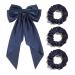 Satin Giant Hair Bow French Barrette Hair Clip Women Hair Accessory (Navy blue)