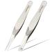 LePinko Slanted & Pointed Tweezers Set for Women and Men Precision Tweezer kit for Ingrown hair Facial Hairs Chin Hair and Splinter Removal Professional Eyebrow Plucker Tweezers with Case Silver