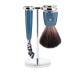 M HLE Rytmo shaving set - razor compatible with Gillette blades and shaving brush Black Fibre holder precious resin handle petrol