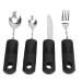 Adaptive Utensil for Arthritic Hands Durable Weighted Cutlery with Black Handle for Home Hospital