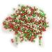 Scrumptious - Christmas Red Green and White Pearls Cake Topper Sprinkles - 30g Edible Glimmer Sugar Festive Cupcake Decorations - Ideal For Xmas Themed Party Cakes And Bakes