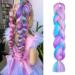 Aomig Braids Extensions 4 colors of artificial hair for braiding 24 "strands of hair for braiding hair simple hair braid extensions for hair box braid for braid braids (purple/pink/green/blue) 1PC color mixture