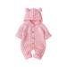 VICROAD Baby Hooded Knitted Rompers Newborn Girls Boys Onesies Warm Sweater Jumpsuit Outfits 6-12 Months Pink
