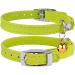 Collardirect leather cat neck band safety collar for cats with an elastic belt kitten band with bell black blue red orange green pink 15-18 cm lime green