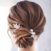 Prosy Bridal Wedding Flower Hairpins Silver Bridal Crystal Hair Clips Pearl Floral Headpiece for Women and Girls (2 Pack)