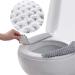 2Pairs Plush Warm Thick Padded Toilet Seat Cover Mat Non Slip Soft Toilet Seat Cushion Washable Bathroom Warmer with Self-Adhesive Tape Grey