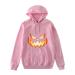 Women's Halloween Hoodie Pullover Tops Long Sleeve Sweatshirts Graphic Gothic Autumn Shirt Playing Costumes Pink Small