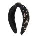 Valentine Day Rhinestone Knotted Headband for Women with Top Knot Design Exquisite Appearance for Matching Clothes (Black)