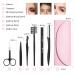 6-in-1 Eyebrow Kit with Tweezers, Razor, Brush, Scissors & Pencil - Pink Leather Pouch Included - Buy Online on GoSupps.com