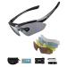 Rockbros bicycle glasses polarized sunglasses with 5 changing glasses women men sports glasses bike glasses for outdoor sport cycling fishing black