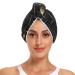 Stars Moons Black Hair Towel 2 Pack Super Absorbent Hair Drying Towel Quick Dry Hair Turbans Head Towel with Button Twisty Wrap for Women Girls