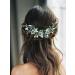 IYOU Rhinestone Bridal Hair Vine Green Flower Wedding Headband Party Bridesmaid Hair Accessories for Women