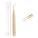 TDANCE Lash Tweezers For Eyelash Extensions Fiber Tip Lash Tweezers Curved Lash Extension Tweezers Volume Lash Tweezers Stainless Steel (Golden-T3,1Pcs) 1 Pcs Golden-t3