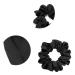 Ikadiya Hair Tie Set - 4 Black Elastic Hair Bands & Satin Scrunchies for Women & Girls | International Shipping Available - Buy Online on GoSupps.com