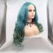 SHIYID Heat Resistant Body Wave Two Tones Synthetic Lace Front Wig - Green & Blue for Women | Middle Parting - Buy Online on GoSupps.com