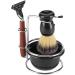 Luxury 4-Piece Shaving Set - Wooden & ABS Razor Stainless Steel Container Brush & Bowl - International Shipping Available - Buy Online on GoSupps.com