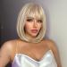 Platinum Blonde Bob Wig with Bangs - 12 Inch Heat Resistant Synthetic Wig for Daily & Party Wear - Buy Online on GoSupps.com