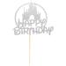 Arthsdite Castle Birthday Cake Topper Castle Theme Birthday Party Decoration Princess Prince Happy Birthday Cake Decoration - Silver Glitter - Buy Online on GoSupps.com