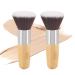2 Pieces Kabuki Foundation Brush Round Top Professional Face & Body Makeup Brush For Liquid Cream Powder Blending Buffing Flat Top