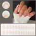 Justotry 24 Pcs Short Milky Gold Stiletto False Nails - Cute Nude French Press on Nails with Nail Glue | Almond Stick on Nails for Women Art - Buy Online on GoSupps.com