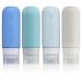 Gemice Silicone Travel Bottle 4 Pack Portable Travel Containers Set LeakProof Refillable Squeezable for Lotion Liquid Shampoos Soap and Toiletries (90ml) Blue