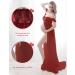 FEOYA Maxi Maternity Dress Chiffon Lace Strapless Gown | Red | Split Front | Photography | Full Length - Buy Online on GoSupps.com