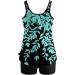 oelaio Tankini Bathing Suits for Women Loose Fit Hide Belly Modest Swimsuits Plus Size Two Piece Athletic Swimwear Floral Green - Buy Online on GoSupps.com