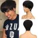 D but real hair wig for women short pixie wig brazilian virgin hair 9 inch 63 g (9 inch 1b: black) 22.86 cm (1 Pack) black
