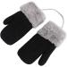 Toddler Winter Gloves with String - Warm Plush Knitted Black Gloves for 1-3Yrs - Buy Online on GoSupps.com