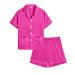 SWOMOG Kids Satin Pyjamas Sets Girls Boys Button-Down Pjs Short Sleeve Silk Nightwear 2 Piece Lounge Sets 4-5 Years Rose Red